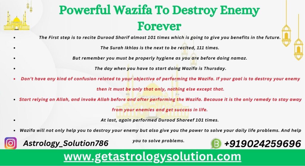 Wazifa To Destroy Enemy Forever